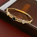 Vintage Gold Plated Rhinestones Floral Bracelet 6W6JBR702