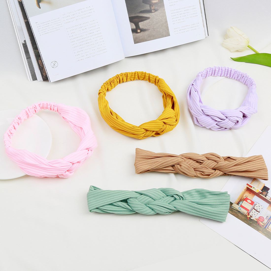 Simple Solid Colour Crossed Twist Headband DPJH3