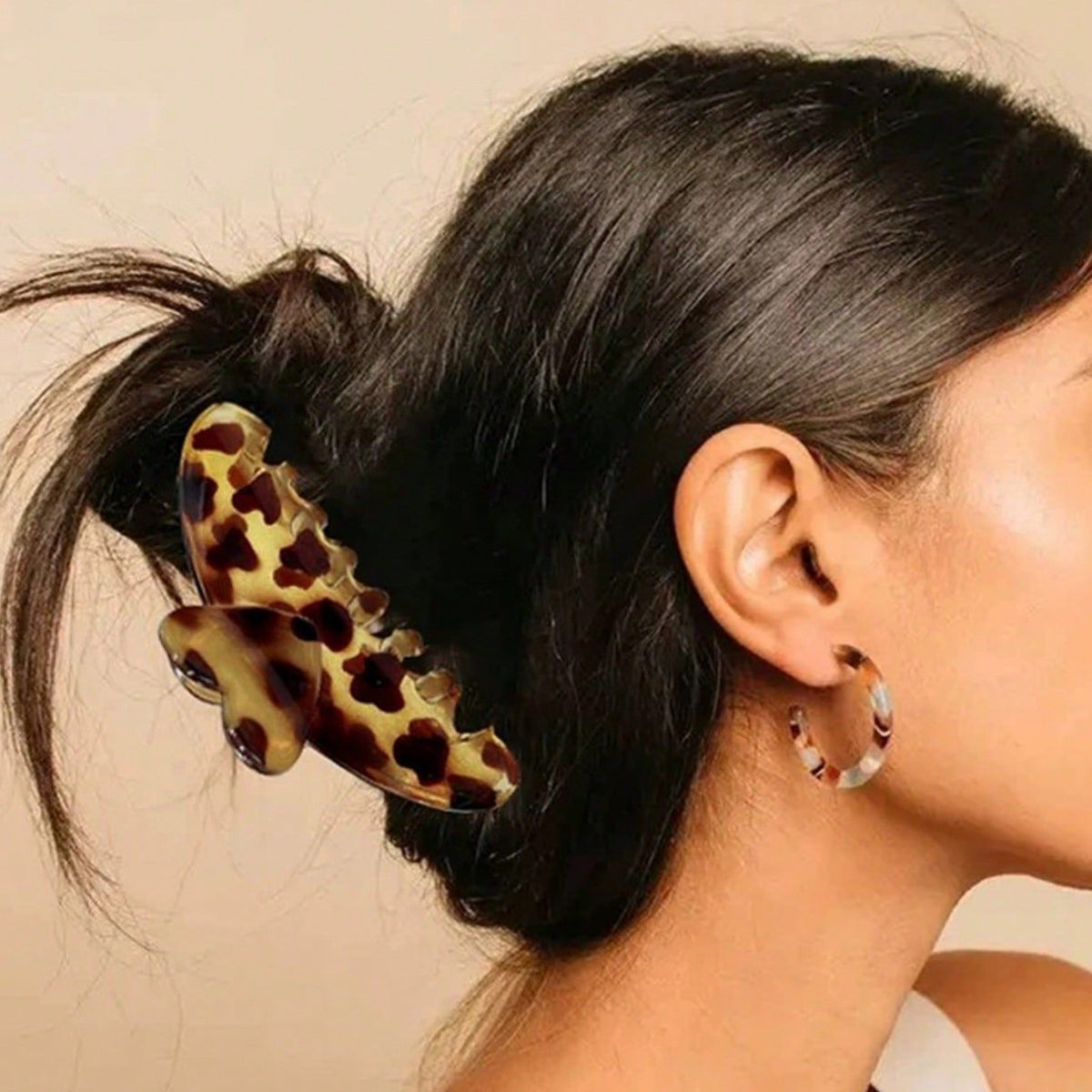 Stylish Leopard Print Flower Large Hair Claw 6W6HCP1651