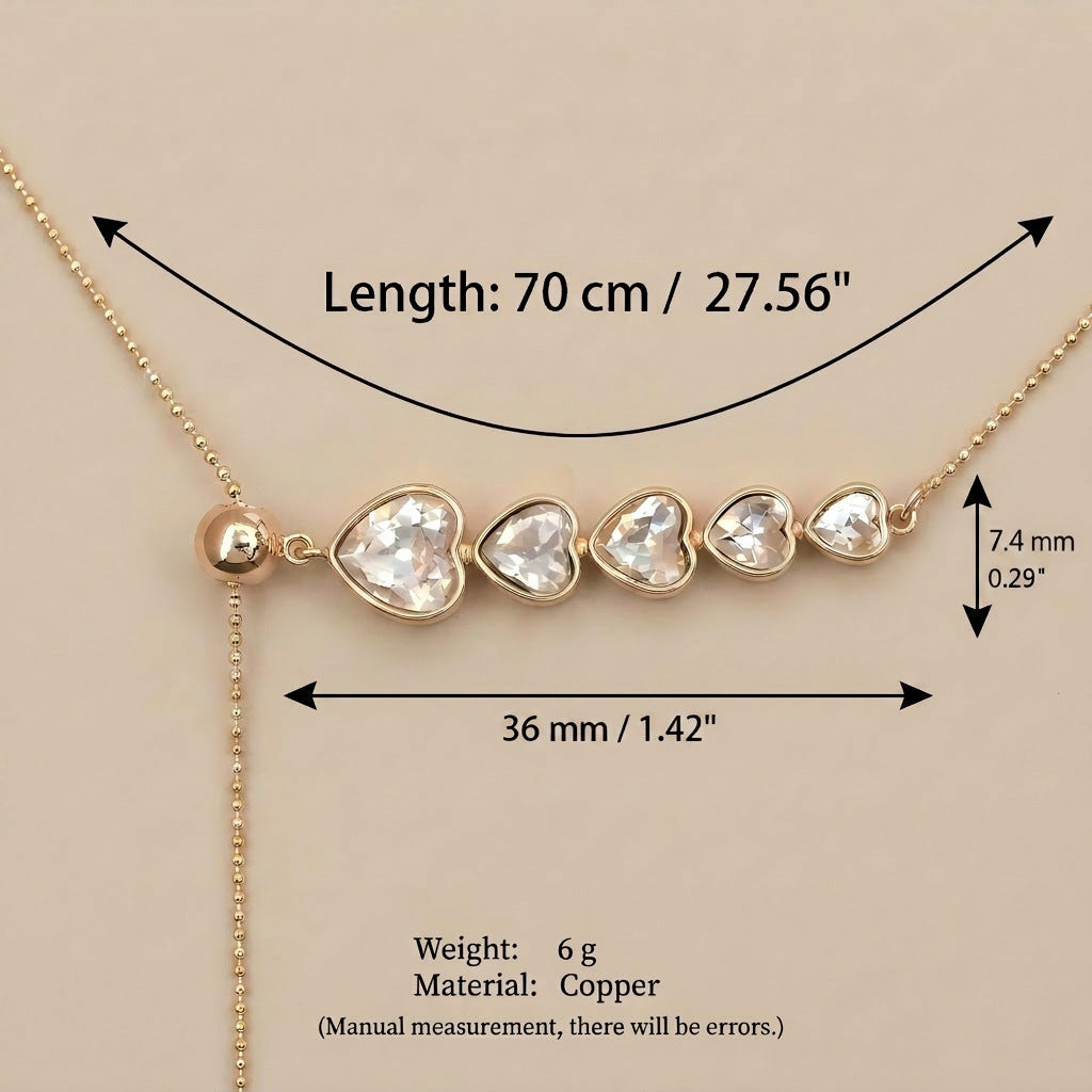 Elegant Gold Plated Heart Rhinestones Pendant Necklace 6W6JNC643