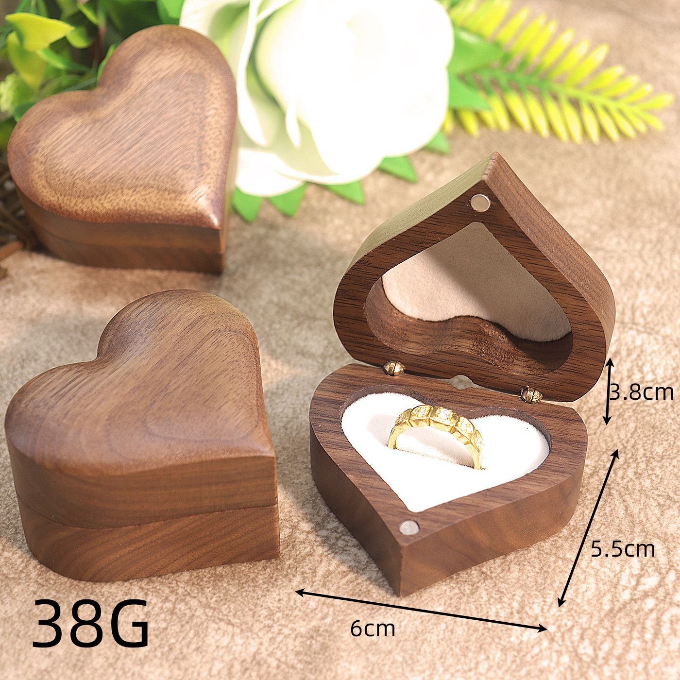Heart Wooden Ring Box - DippedShop Wholesale - #5027