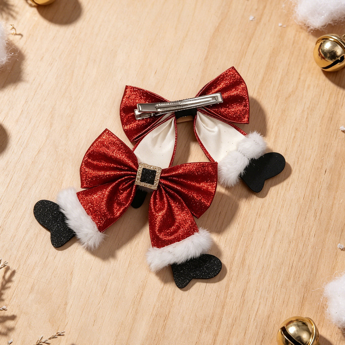 Funny Sparkly Christmas Velvet Ribbon Hair Clip 6W6HPN98