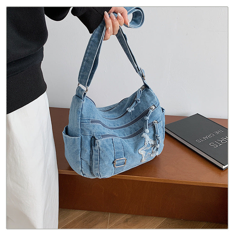 Casual Star Pattern Denim Versatile Shoulder Bag 6W10BBG1401