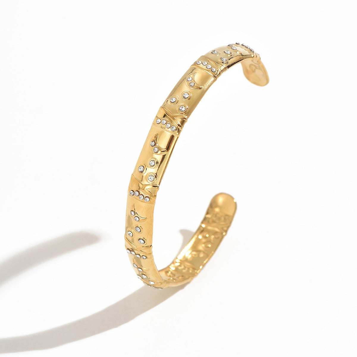 Trendy Gold Plated C-Shaped Open Bracelet 6W6JBR589