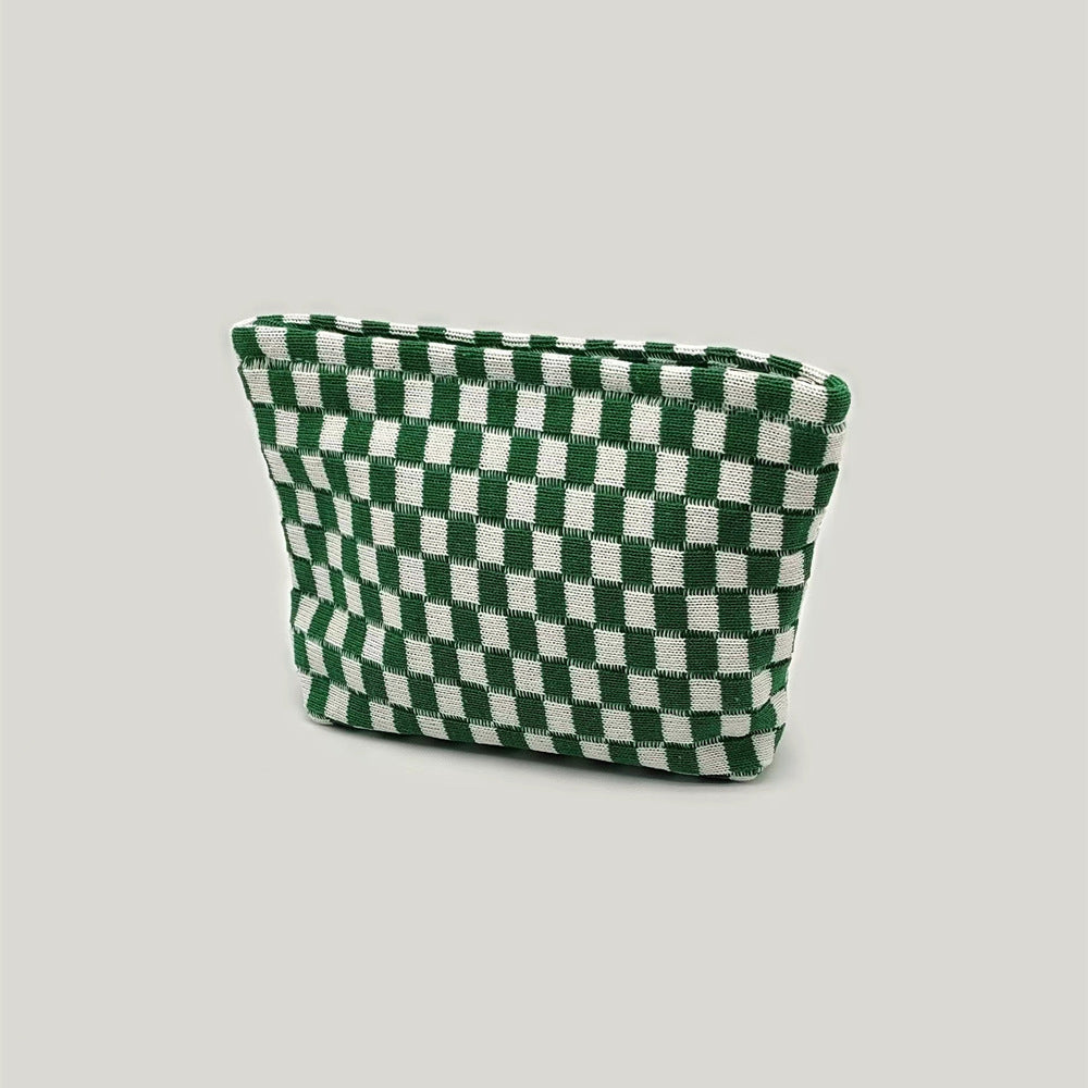 Large Plaid Knit Makeup Bag - DippedShop Wholesale - #7347