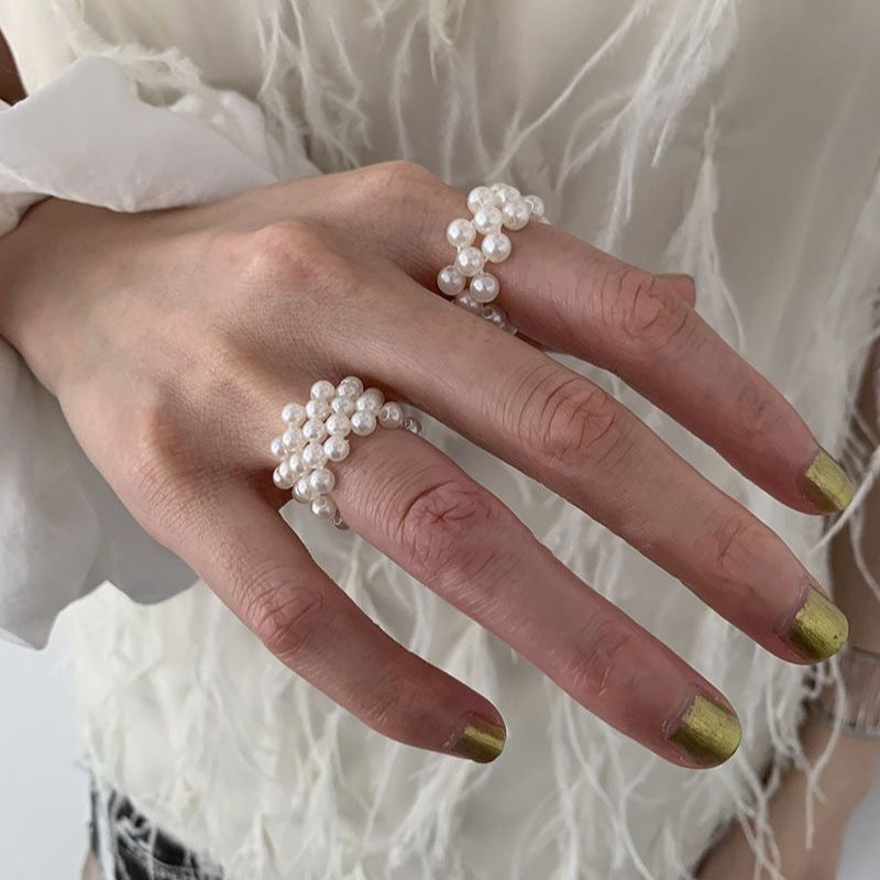 Pearl Braided Elastic Ring - DippedShop Wholesale - #1395