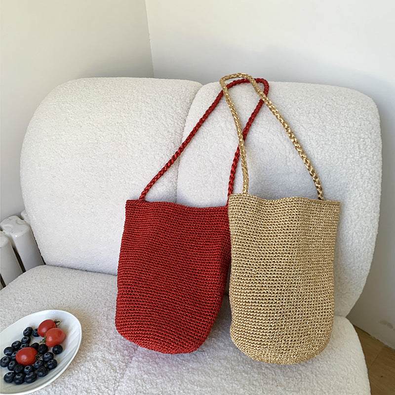 Handmade Woven Bucket Bag - DippedShop Wholesale - #4835