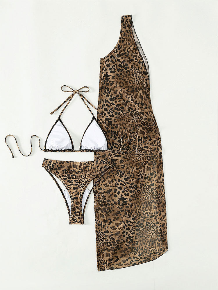 Leopard Halter Bikini Set - DippedShop Wholesale - #5459