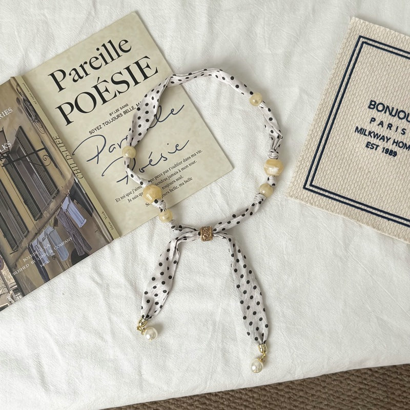 Minimalist Striped Beaded Adjustable Scarf Necklace MK2BW6W6JNC233