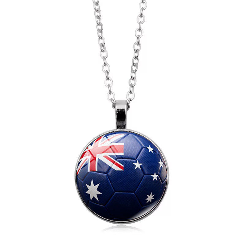 Stylish Country Flag Football Shape Pendant Necklace 8ZA6JNC279T