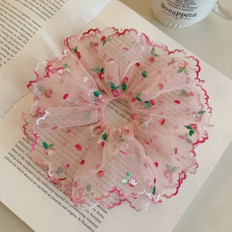 Pink Layered Tulle Scrunchies - DippedShop Wholesale - #4547
