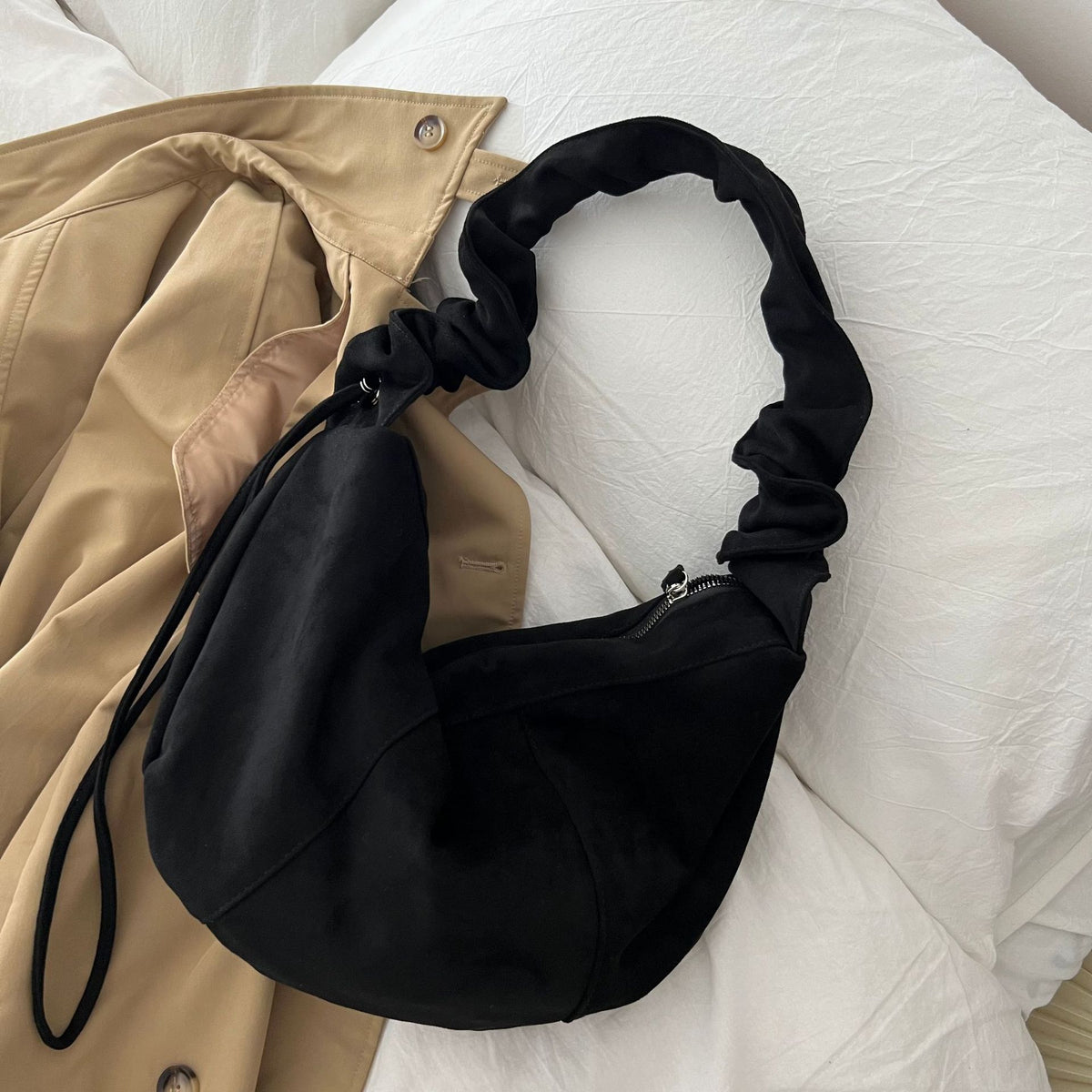 Ruched Dumpling Shoulder Bag - DippedShop Wholesale - #8531