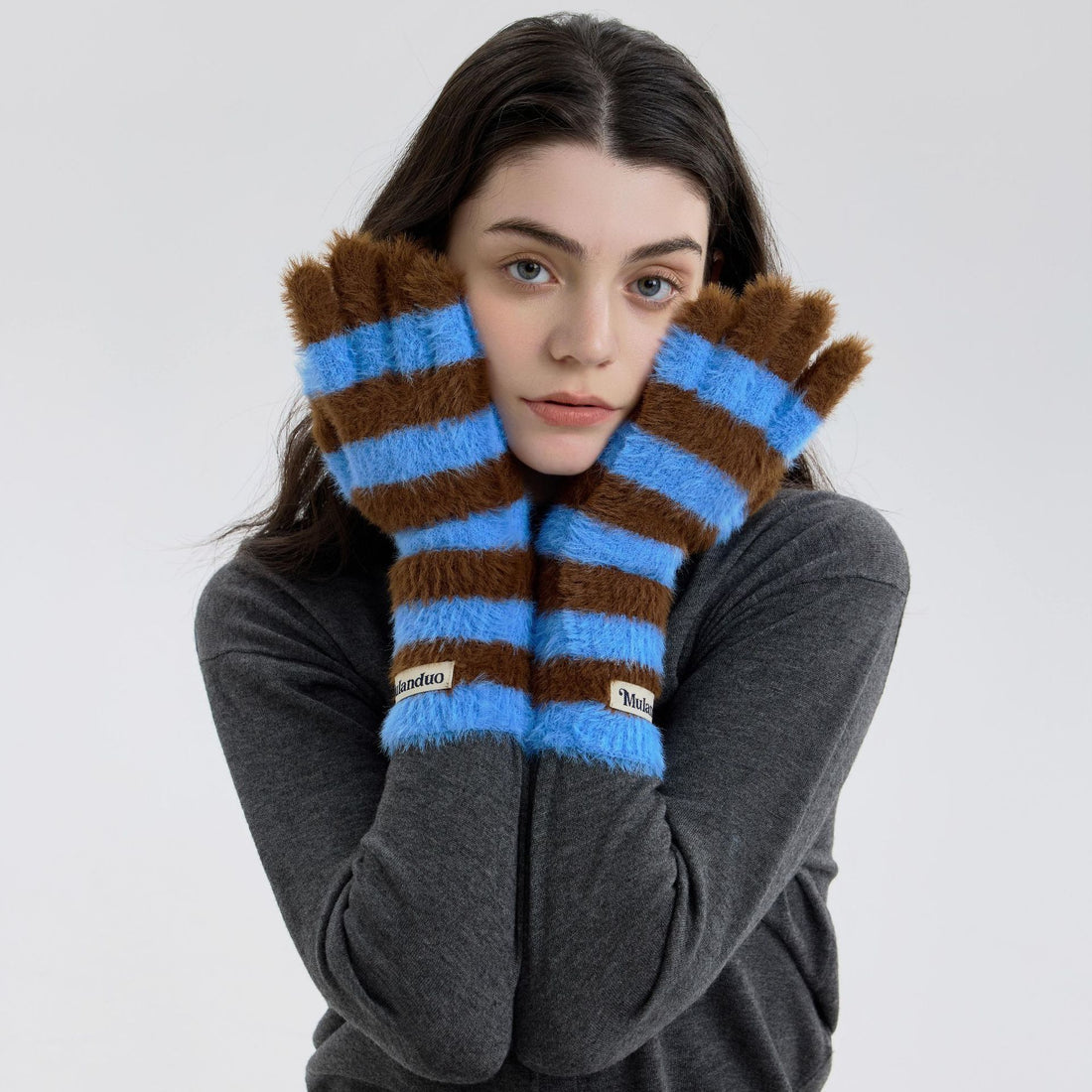 Vintage Striped Plush Gloves - DippedShop Wholesale - #4787