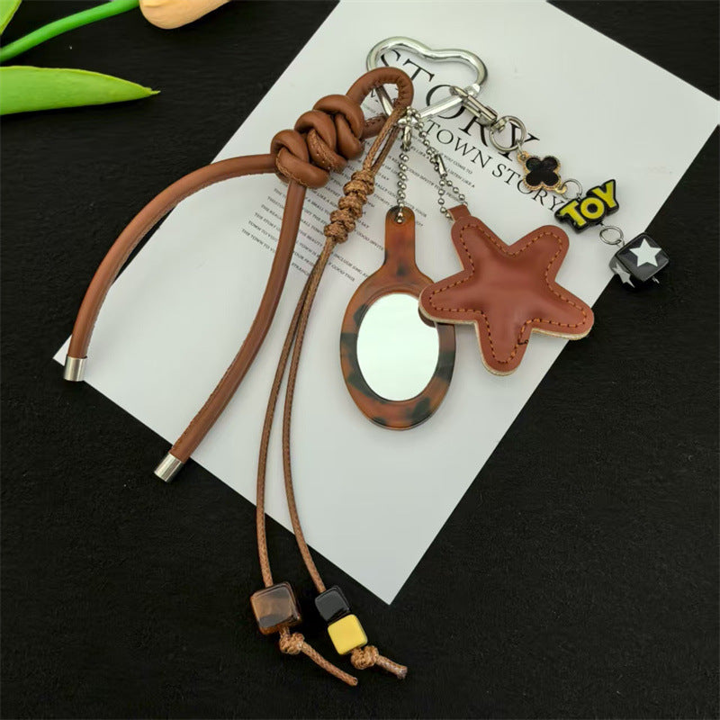 Vintage Rope Braided Leopard Comb Pendant Bag Charm 6W10BBC367