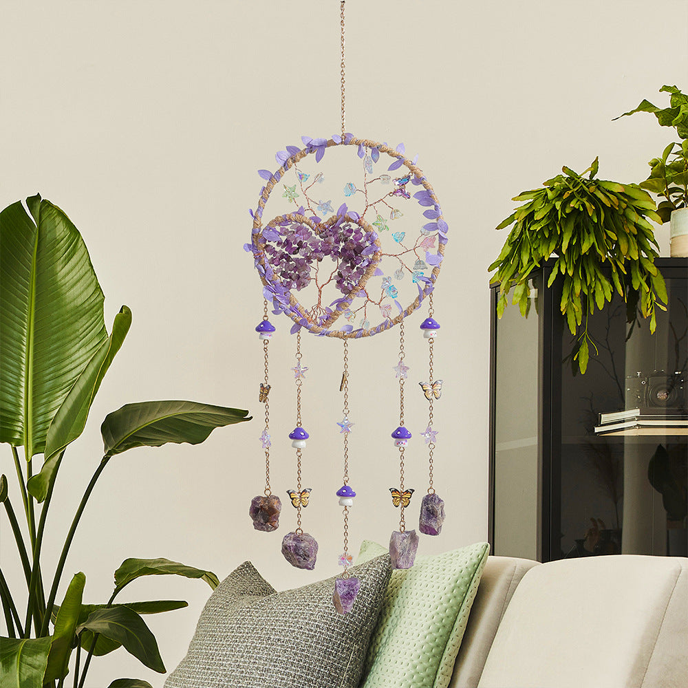 Heart Natural Stones Wind Chime Hanging Prism Suncatcher MK2CZAS6H7HLS52