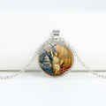 Retro USA Flag Pattern Round Pendant Chain Necklace 8ZA6JNC278T