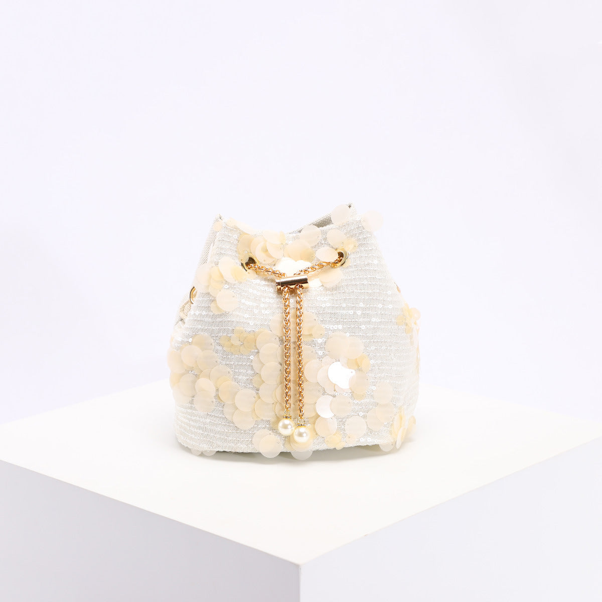 Flower Embroidery Sequin Bucket Bag - DippedShop Wholesale - #6099