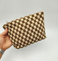Large Plaid Knit Makeup Bag - DippedShop Wholesale - #7795