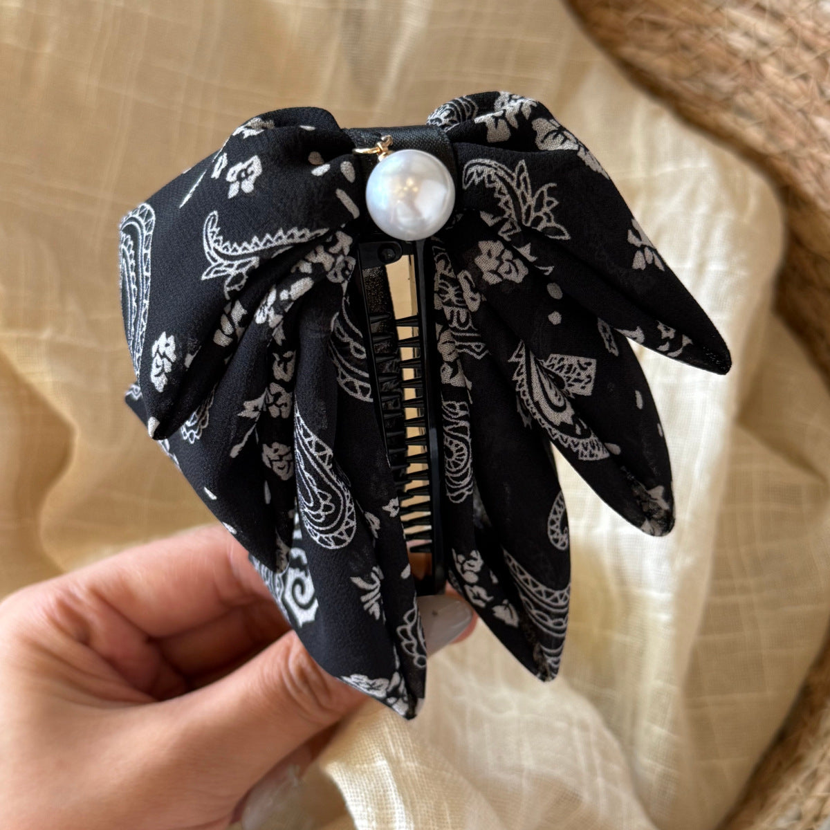 Vintage Paisley Print Bowkot Banana Hair Clip 6W6HCP1673