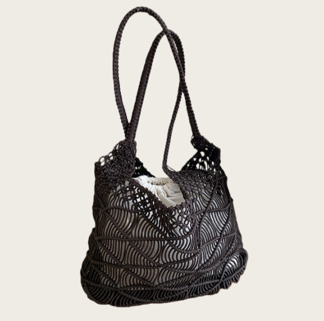 Solid Color Hand Woven Hollow Tote Bag 8CW6BBG530L