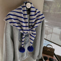 Striped Knit Triangle Scarf - DippedShop Wholesale - #3555