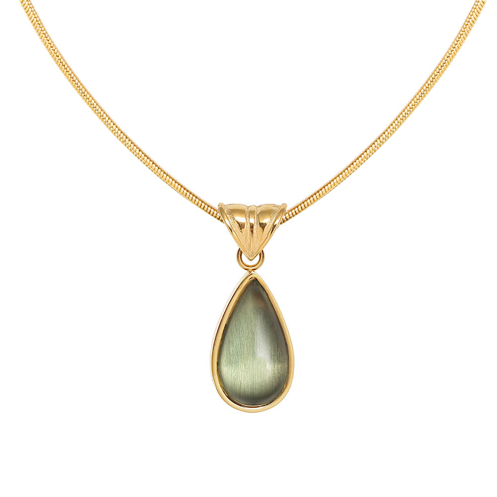 French Teardrop Pendant Snake Chain Necklace 6W6JNC1075
