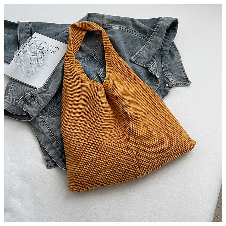 Cartoon Color Block Knit Bag - DippedShop Wholesale - #3507
