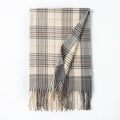 Minimalist Plaid Tassel Imitation Cashmere Scarf 6W6NSW292
