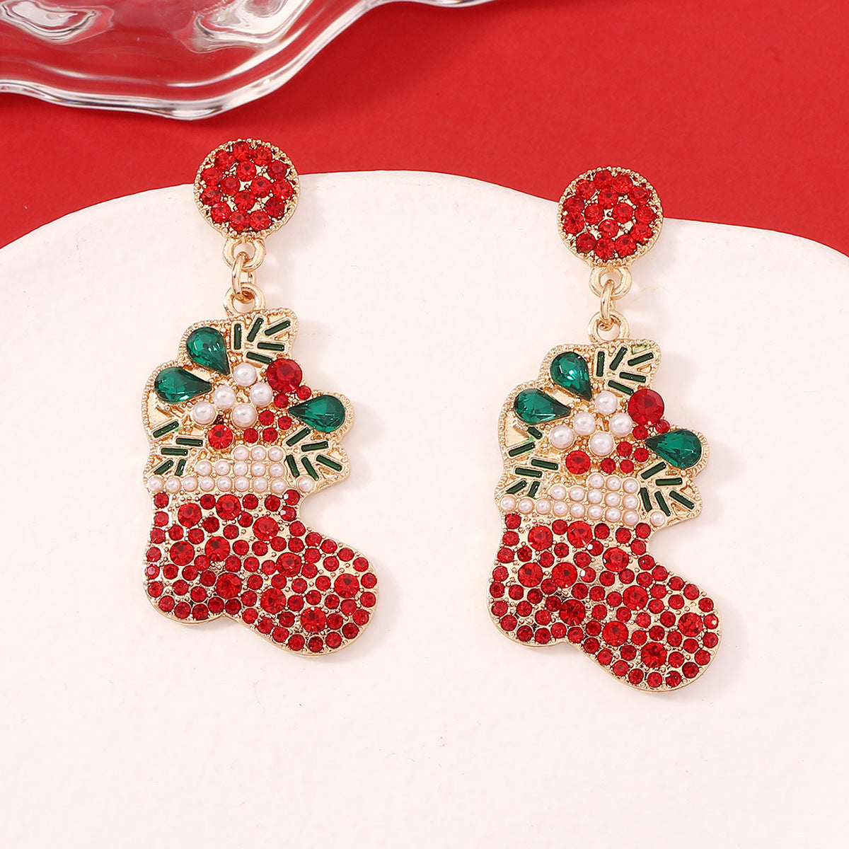 Christmas Stocking Dangle Earrings - DippedShop Wholesale - #2435