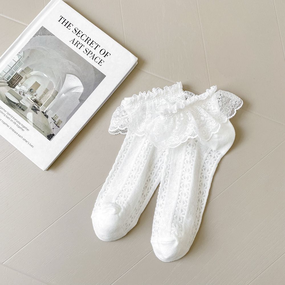 Lace Ruffle Bow Ankle Socks - DippedShop Wholesale - #1523