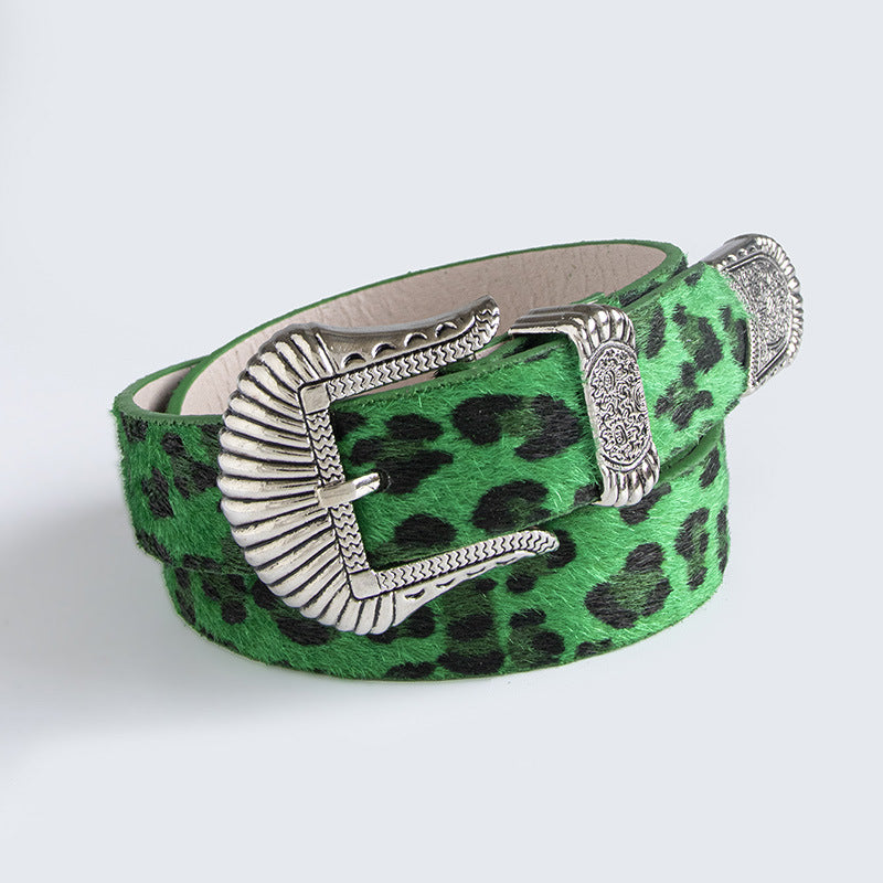 Leopard Print Vintage Punk Leather Belt DPWB0317