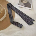 Retro Polka Dots Narrow Lightweight Silk Scarf MK2BLW6W6NSI62