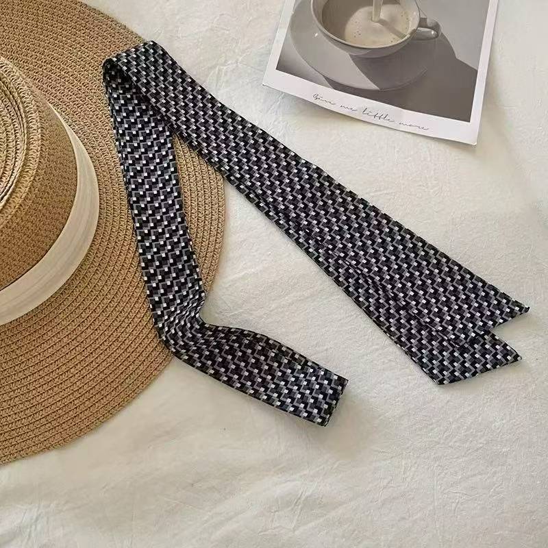 Retro Polka Dots Narrow Lightweight Silk Scarf MK2BLW6W6NSI62
