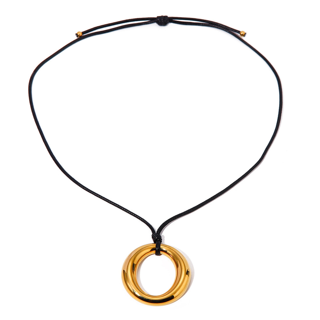 Simple Round Cutout Titanium Necklace DPJN45