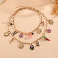 Trendy Double Layer Floral Heart Pendant Necklace 6W6JNC626