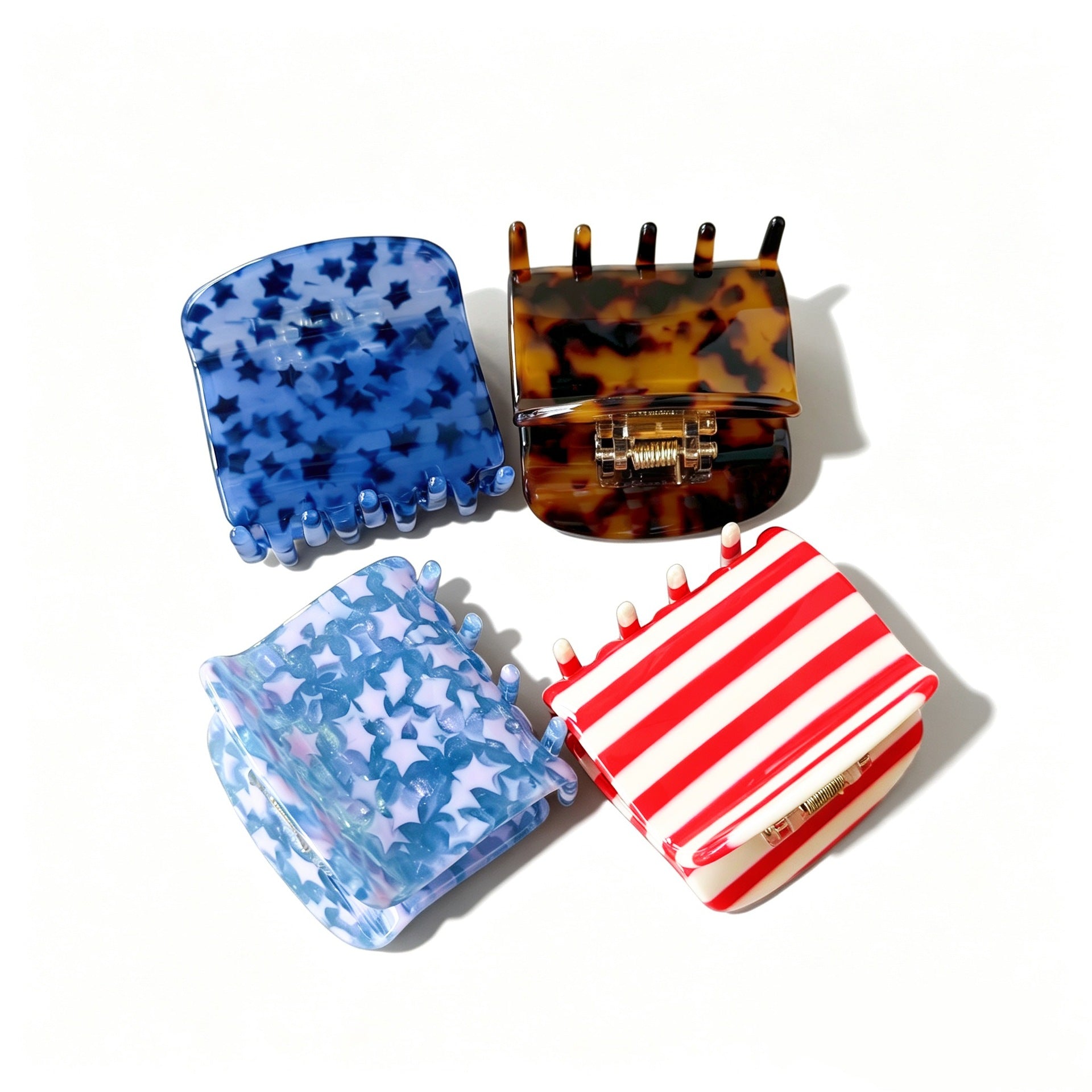 Retro Leopard Star Print Square Hair Clip 8AS6HCP316T