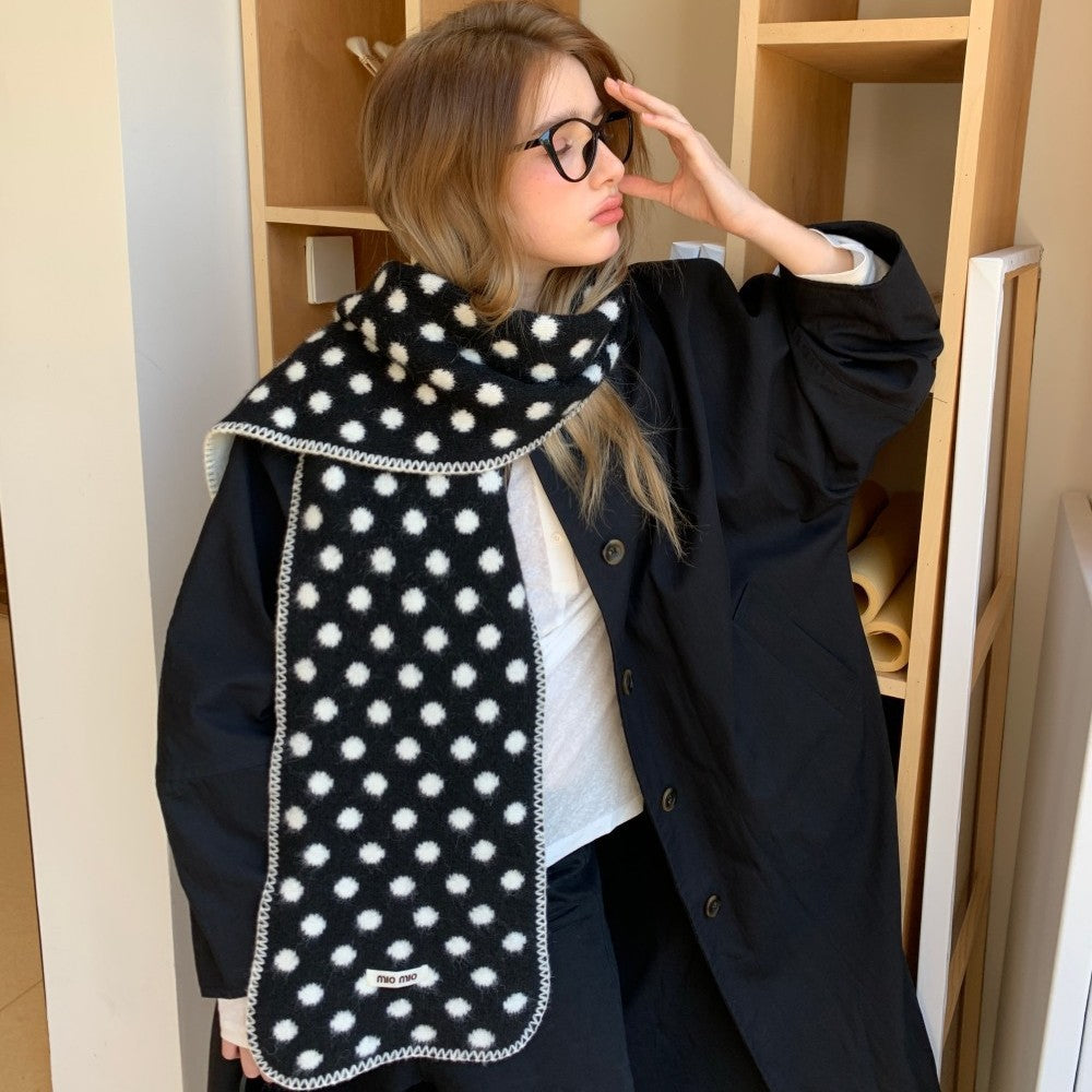 Polka Dot Wool Scarf - DippedShop Wholesale - #5779