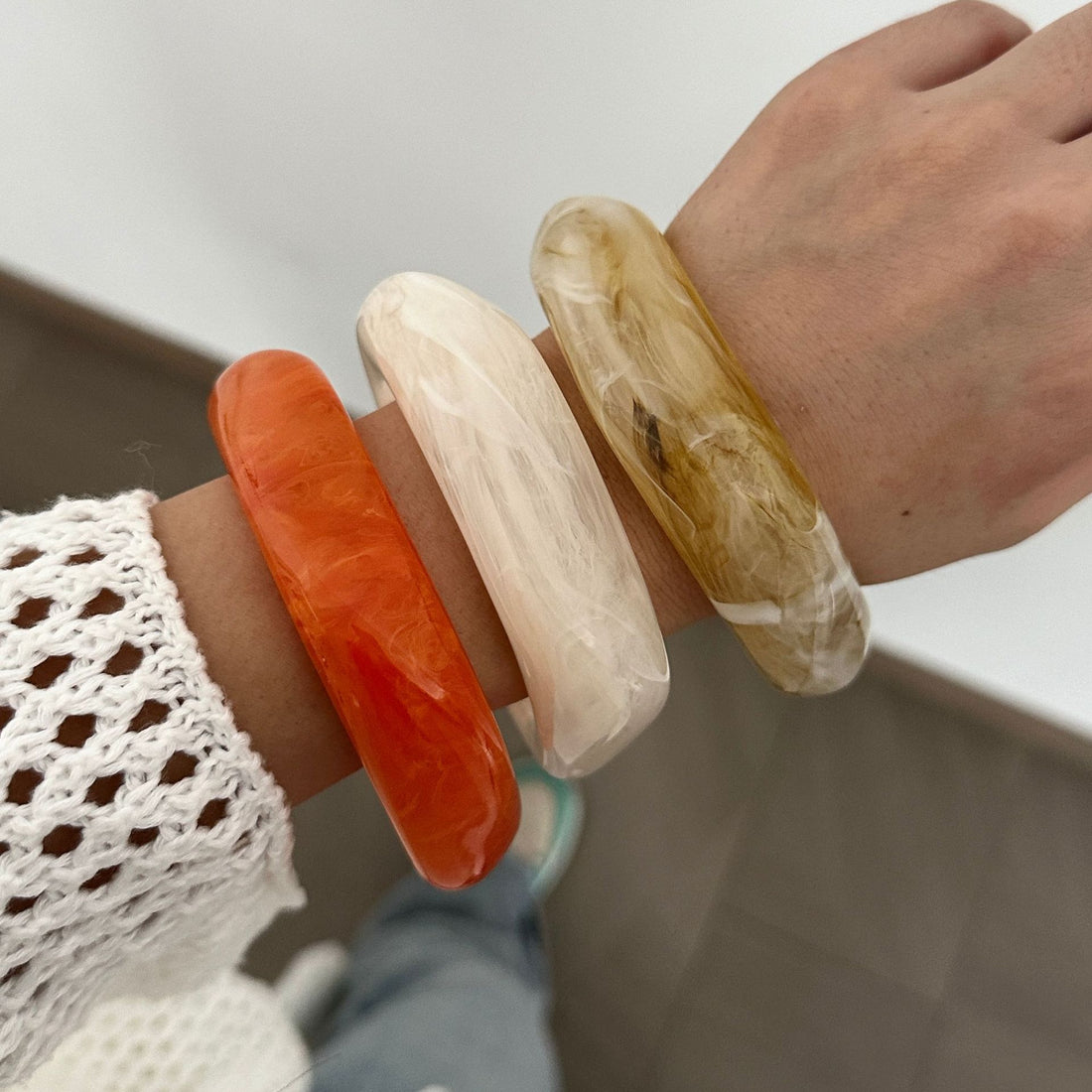 Irregular Acrylic Resin Bangle Bracelets DP25B583