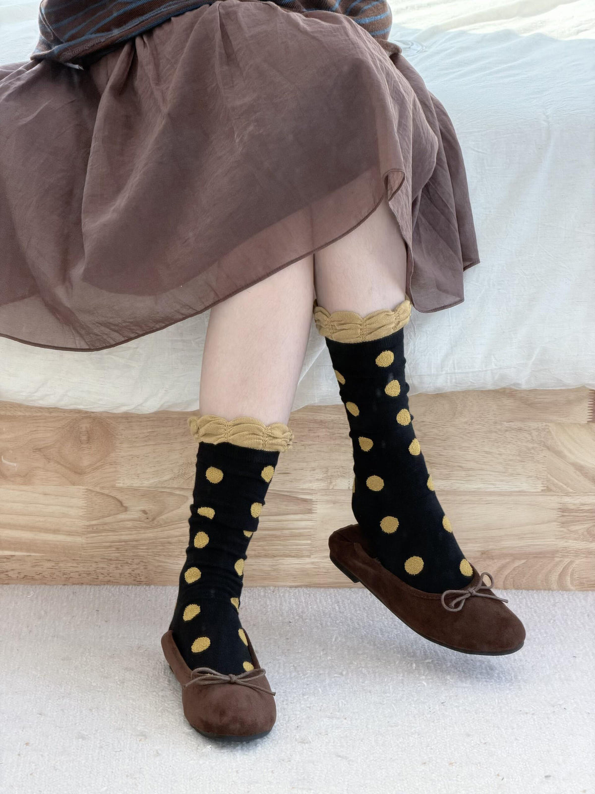 Polka Dot Mid-Calf Socks - DippedShop Wholesale - #6611