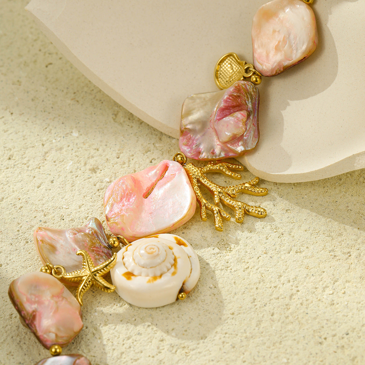 Geometric Shell Necklace - DippedShop Wholesale - #7043