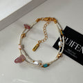 Double Layered Irregular Pearl Stone Beaded Bracelet 6W6JBR367
