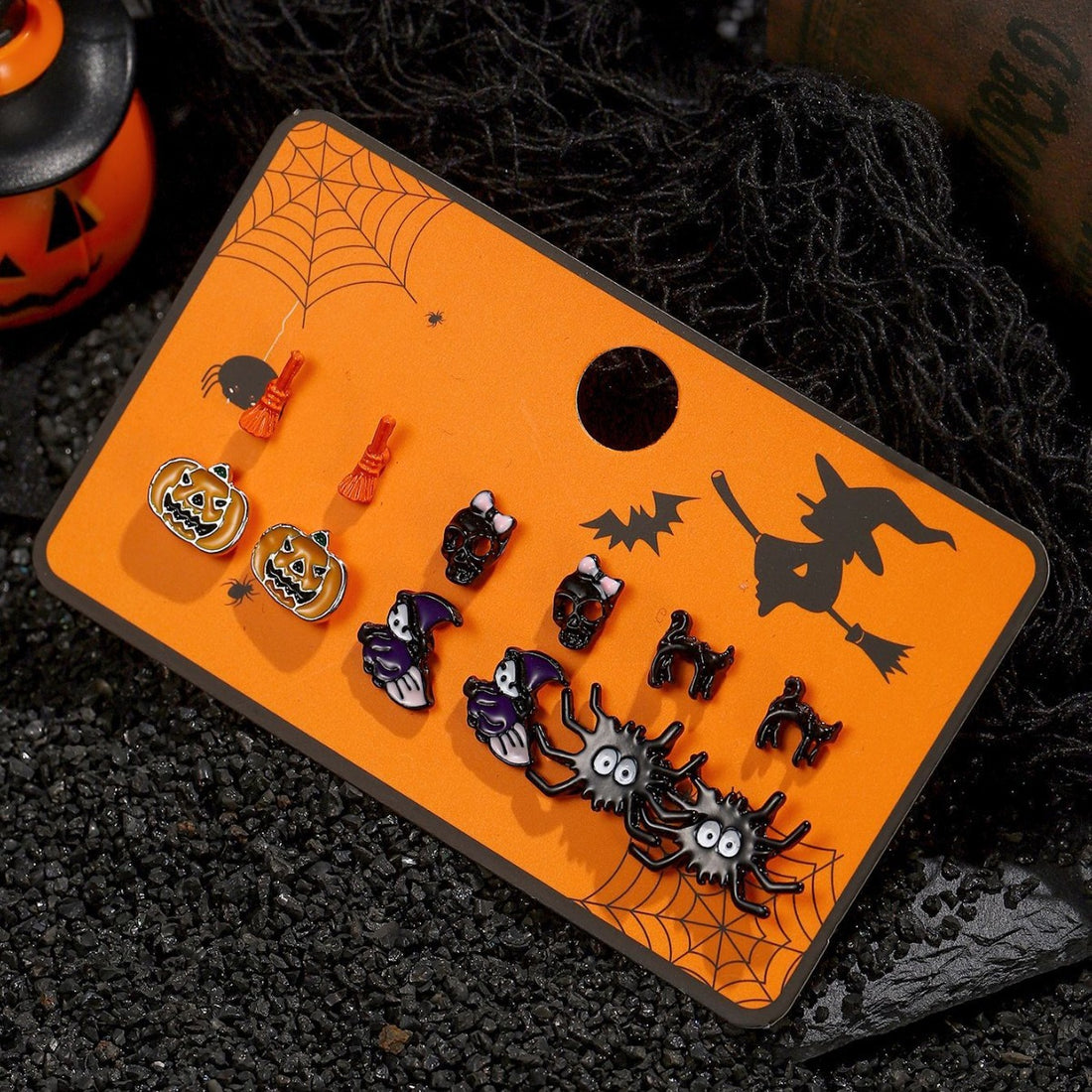 5+ Pumpkin Spider Cartoon Halloween Earrings DPJE2721