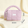 Solid Color Cotton Quilted Top Handle Cosmetic Bag 6S10BOB1042