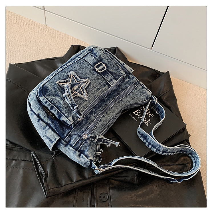 Casual Star Pattern Denim Versatile Shoulder Bag 6W10BBG1401