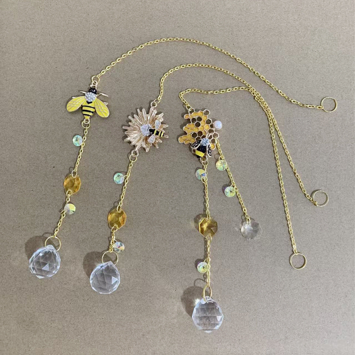 Floral Bee Pendant Crystal Wind Chimes Suncatchers MK2CZAS6H7HLS58