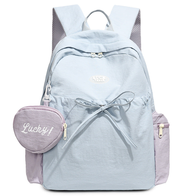 Sweet Solid Color Bowknot Large Capacity Backpack 6S10BBG1449