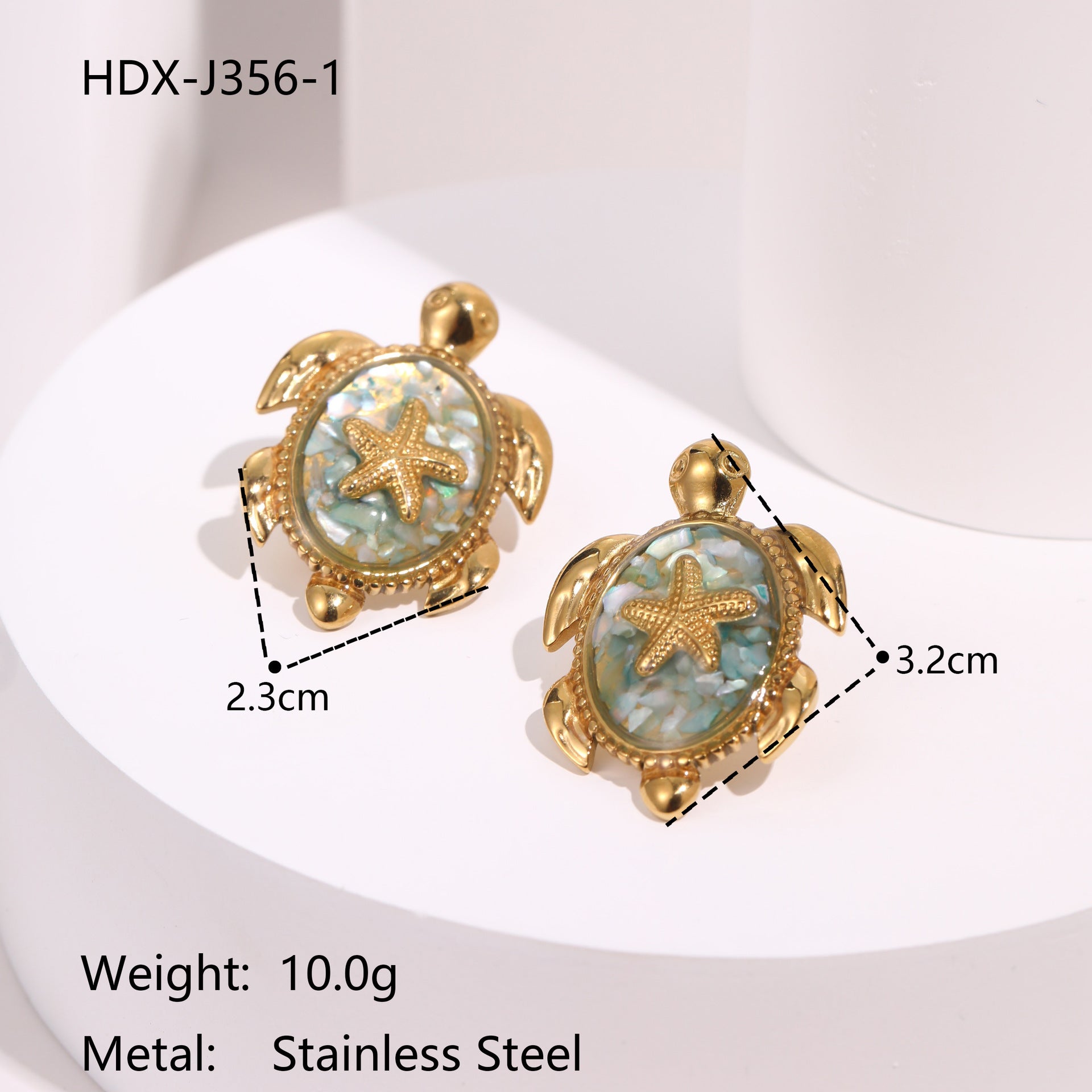 Starfish Turtle Gold Studs - DippedShop Wholesale - #4435
