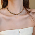 Vintage Irregular Tiger Eyes Stones Necklace 6W6JNC909