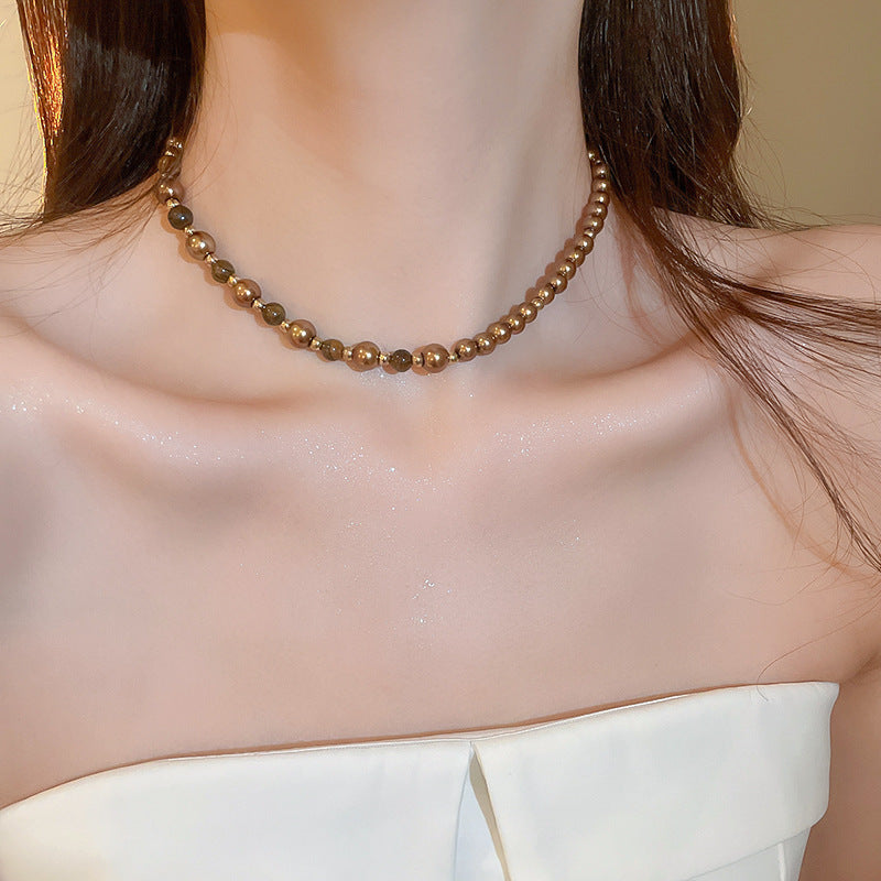 Vintage Irregular Tiger Eyes Stones Necklace 6W6JNC909