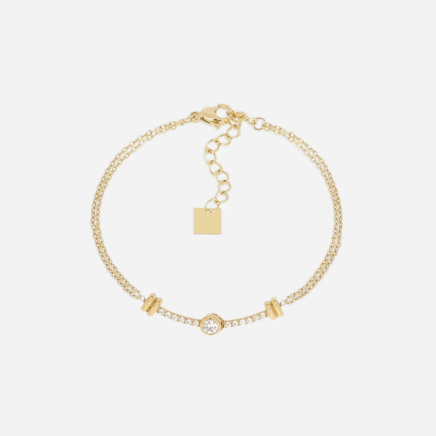 Trendy Gold Plated Zirconia Chain Bracelet 6W6JBR331